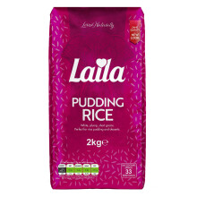 Laila Pudding Rice 2Kg Pack, Short Grain Pudding Rice for Milk Pudding & Rice Pudding, Plump Short Grain Rice for Desserts