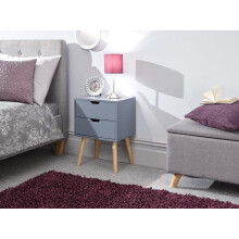 GFW Nyborg Scandinavian Style 2 Drawer Bedside Cabinet with Pine Wooden Legs,30D x 40W x 56H cm, Wood, Dark Grey, 40 x 56 x 30