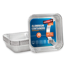 Aluminium Foil Trays with Lids - Large Tin Foil Containers for Roasting, Baking, Broiling, Cooking, Food Storage and Freezing - 9 x 9 inch Square