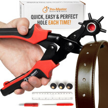 Professional Heavy Duty Belt Hole Puncher for Leather, Multi-Size Rotary Leather Hole Punch Tool Set with Ergonomic Handles for Easy