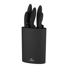 Viners Assure 5 Piece Knife Set with Stylish Soft Touch Universal Block Stainless Steel Blades with Squared Tips for Safety, Non-Stick Coating