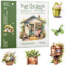 Beautiful Garden Theme Washi Sticker Set for Scrapbooking & Junk Journal - 50 Sheets Vintage Journaling Stickers (TZ-005-005)