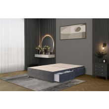 Bed Centre Flexby Divan Bed Base Only with 2 Drawers (Same Side), No Headboard - Available in 3FT, 4FT, 5FT & 6FT (3FT Single, Plush Charcoal Fabric)