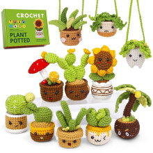 BUOKKON Beginner Crochet Kit for Adults, 11 Pcs Potted Plant Crochet Kit, Crochet Starter Kit with Step-by-Step Video Tutorials
