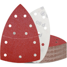KONGMING 50 Pcs Mouse Sanding Pads 80 Grit 11 Hole Detail Sander Paper for Multi Electric Sander