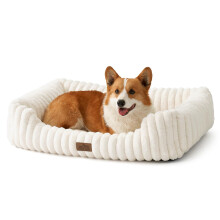 COZY KISS Large Orthopedic Dog Bed - Soft Washable Dog Sofa for Pet, Warm and Cute Faux Fur Rectangle Bed with High Surrounding for Medium Dogs