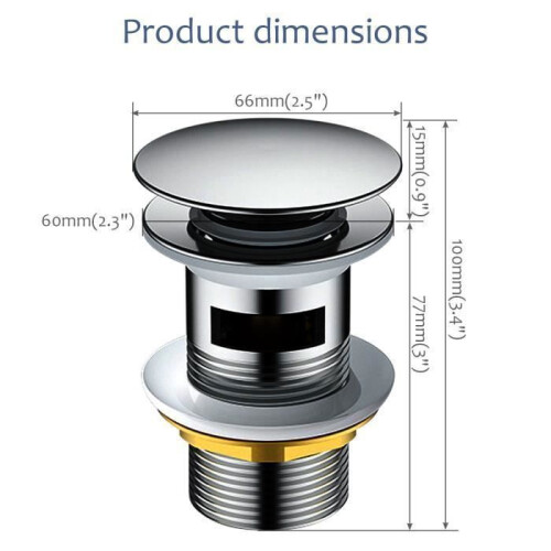 Pop-up sink drain with ceramic and copper overflow, universal sink waste fitting 1