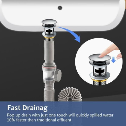 Pop-up sink drain with ceramic and copper overflow, universal sink waste fitting 2
