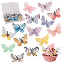 72pcs Edible Butterfly Cake Toppers, Butterfly Shape Cupcake Baking Decoration, Edible glutinous rice paper, Birthday Party Cake Decorations