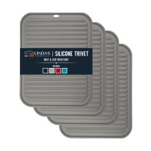Linda's Essentials Silicone Trivets for Hot Pans and Pots (4 Pack) - Multipurpose Silicone Heat Resistant Mat and Pot Holder Trivet (30 x 23cm)