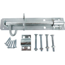 Merriway BH04255 2 A Brenton Type Heavy Duty Galvanised Rust Proof Padbolt Including Fittings, 200 mm, 8 inch, Silver