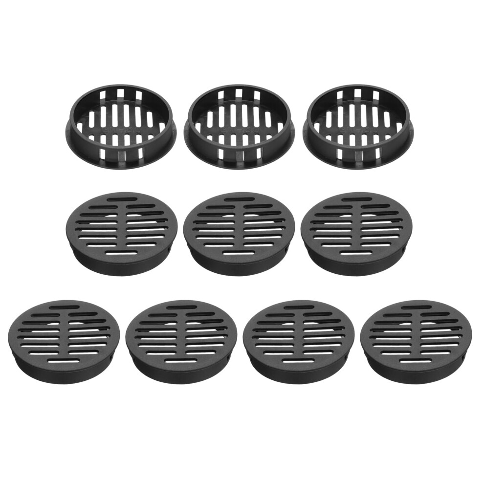 Sourcing Map 10Pcs 50Mm/2In Air Vents Circular Soffit Vents, Black Plastic Soffit Vent Cover For Bathroom Home, Office, Kitchen, Cabinet, Wardrobe 5051226663253