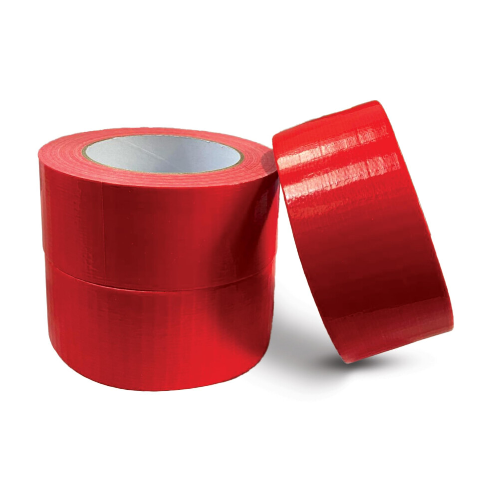 Jeejaan 3 Rolls Of Red Duct Tape 50Mm X 50M Heavy Duty Waterproof Gaffa Tape For Electrical Plumbing Use Strong Adhesive Durable Ideal For Sealing 5051226664120