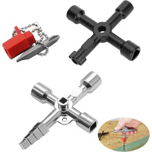 2Pcs Meter Box Key Gas Key, 4 Way Utility Key 7 in 1 Radiator Key Electrical Cabinet Key Universal Cross Key with Bit Panel Key Valve Key for