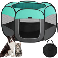 Pet Playpen for Dogs Cats, Puppy Pet Playpen Indoor & Outdoor, Foldable Pop Up Cat Kennel Dogs Tent, Pet Play Pen with Zipper Top Cover for Puppies