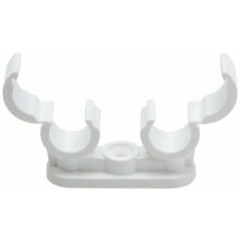 10 x fiXte Double Pipe Clips with Quick Lock Fastening for 15mm Pipes in White