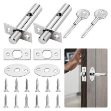 2 PCS Internal Door Lock with Keys,Door Bolts for Internal Doors,Anti-Theft Door Locks Internal,Security Deadbolt Door Lock with Silver Deadbolt for