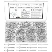 260 Pcs Pop Rivets Assortment Kit, Aluminum Blind Rivet Assortment, Pop Blind Rivets for Metal, Furniture, Car, Ships, Marine Construction