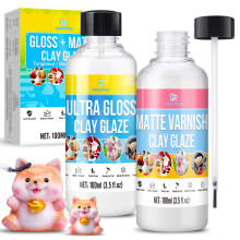 Air Dry Clay Glaze Kit - 200ml Polymer Clay Glaze & Varnish for Air Dry Clay - High Gloss & Matte Sealant, Waterproof