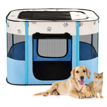 Avont Portable Dog Cat Playpen, Foldable Pop Up Pet Play Pen Travel Crate with Floor and Mesh Door Top for Indoor Outdoor Collapsible Tent Cage -S