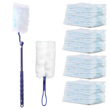 Dust Magnet Refills Kit with 1 Long Handle & 1 Short Handle, 40 Pcs Extendable Disposable Duster Heads, Electrostatic Dirt Removal