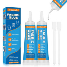 Sularpek 2 * 60 ml Fabric Glue, Clear and Waterproof Washable Badge Glue with Fine Tip, Extra Strong Permanent Fabric Adhesives for Clothes Repairs