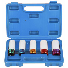 DAYUAN 5pcs 1/2-Inch Drive Lug Nut Impact Socket Set, Thin Wall Deep Wheel Protector Impact Socket Set, 6 Point, Metric, 15mm, 17mm, 19mm, 21mm, 22mm