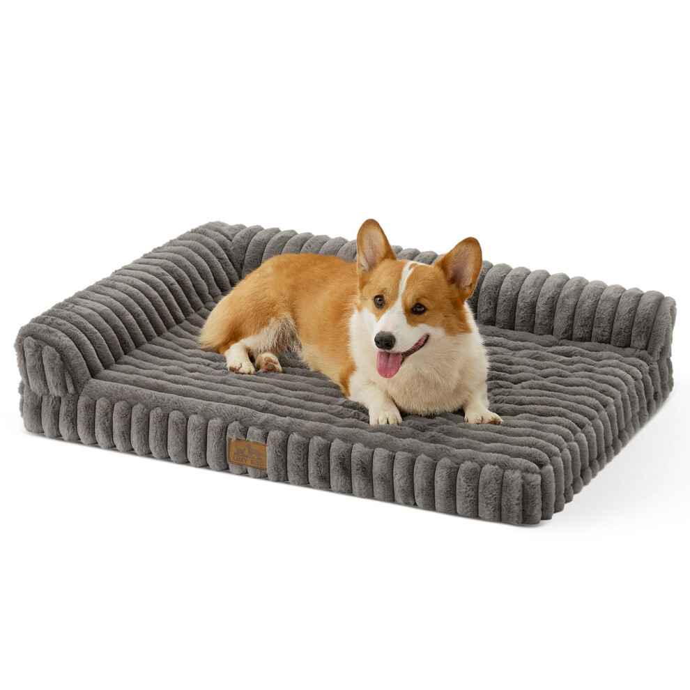 Cozy Kiss Orthopedic Dog Beds For Large Size Dogs - 91X69x16.5cm Washable Faux Fur Pet Sofa For Large Dogs, Pet Couch With Corduroy Waterpro