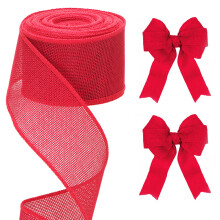 G2PLUS 63mm Wired Burlap Ribbon: 10M Red Hessian Ribbon for Christmas Wreaths, Gift Wrapping, Crafts, Bows, DIY Decorations