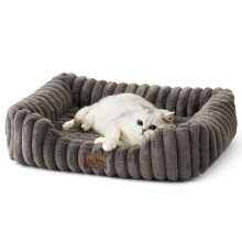 COZY KISS Orthopedic Dog Bed for Small Dogs - Soft Washable Cat Sofa, Warm and Cute Faux Fur Rectangle Bed with High Surrounding for Pet, Fluffy