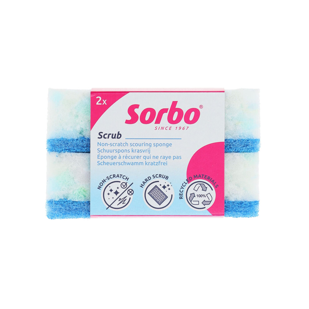 Sorbo Recycled Scouring Sponges, Made From 100% Recycled Pu Foam And 100% Recycled Pet Bottles, Non-Scratch, Sustainable Cleaning, Everyday Essential 5051226672200