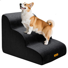 Gimars 30D High-Density Foam & Extra-Wide, Stable 3-Step Dog Stairs, 40cm High Pet Stairs with Washable Cover & Non-Slip Base