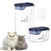Ctomche Cat Food Storage Containers Set of 2,Airtight Cat Food Containers for Dry Food Biscuit 4L+1.5L,Pet Food Storage Container Buckle Lid Portable