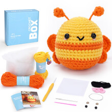 CROCHET BOX Crochet Kit for Beginners: Bee Crochet Kit for Adults, All You Need in, Step-by-Step Video Tutorial, Learn How to Crochet, Birthday Gift