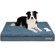 JOYELF Large Dog Crate Bed & Mat - Orthopedic Dog Bed with Egg Crate Foam, Waterproof & Washable Cover, Squeaker Toy Gift