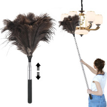 Extendable Feather Duster 43-115cm Ostrich Feather Dusters Extendable Duster for Home Cleaning High Ceilings Doorways Lights Cupboards Car Office