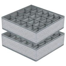 DIMJ 2 Pack Drawer Organisers 24 Cells Sock Organiser Foldable Underwear Drawer Organiser Fabric Drawer Divider Wardrobe Storage Boxes for Socks