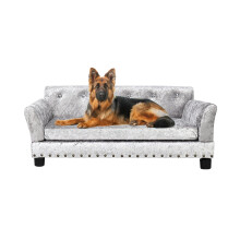 BingoPaw Large Dog Sofa Couch: Luxury Velvet Upholstered Pet Sofa Lounge Bed for Large Dogs