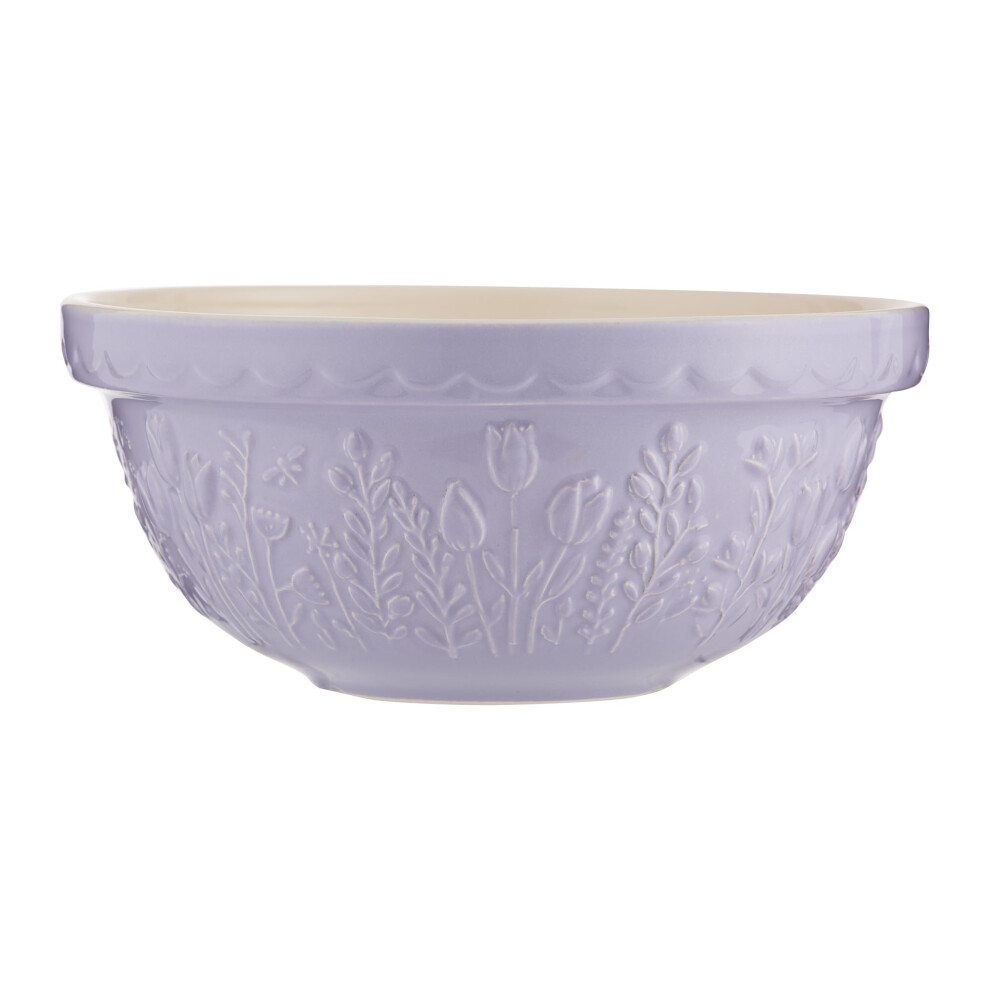 Mason Cash In The Meadow Mixing Bowl 24Cm | 2 Litre Earthenware Bowl With Embossed Floral Design – Ideal For Dough, Pastry, Cake & Cookie Mixes