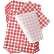 L LIKED 100 PCS Greaseproof Sheets for Food, 12x7.5 Inch Food Grade Wrap Paper, Red Checkered Basket Liners Waterproof Wax Paper for Deli/BBQ