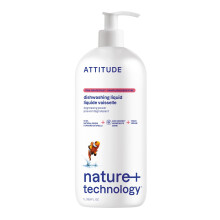 ATTITUDE Washing Up Liquid, EWG Verified, Plant-Based & Vegan Dish Soap, Naturally Derived, Pink Grapefruit Scent, 1 Liter