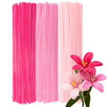 GUWINA 300Pcs Pink Pipe Cleaners 12'' Long 0.3'' Thick, Fluffy Chenille Stems Set for DIY Arts & Crafts