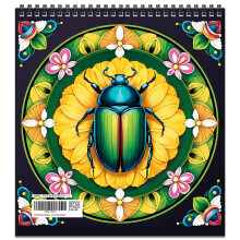 FUNLAVIE Adult Colouring Book Mandala Insect Colouring Books for Adults Relaxation and Teens Stress Relief, Spiral Bound Book for Women