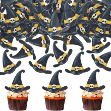 Blumomon 40Pcs Edible Wizard Hat Cupcake Toppers - Halloween & Baby Shower Cake Decorations
