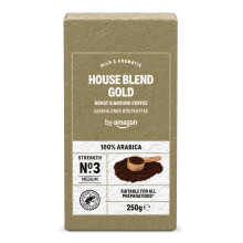 by Amazon House Blend Gold Roast And Ground Coffee 100% Arabica Strength 3 Medium, 250g
