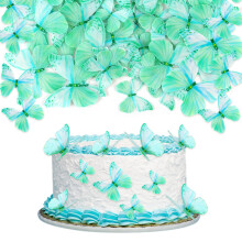 60Pcs Edible Butterfly Cupcake Toppers 3D Edible Butterfly Cake Topper Green But