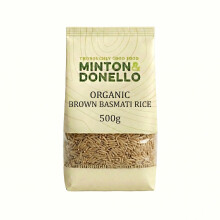 Minton & Donello Organic Brown Basmati Rice 500g Pack - Wholegrain Long Grain, Aromatic Nutty Taste, For Indian Curries, Pilau, Biryani, Stir Fry