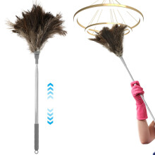 Extendable Ostrich Feather Duster [7-51in] - Reusable Ostrich Feather Duster with Metal Handle - Cleaning Lights, Doorways, Skirting, Cupboards