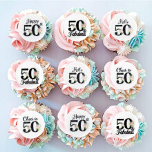 Blumomon 40 Pcs Edible 50th Happy Birthday Cupcake Toppers Happy 50 Cupcake Topper Cheers to 50 Fabulous Cake Decoration for 50th Birthday Party