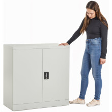 MMT Office Storage Cabinet, Metal Office Storage Cupboard with Lock, 2 Door Filing Cabinet 2 Adjustable Shelf, Garage, Workshop